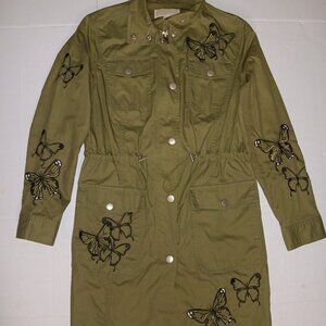 MICHAEL MICHAEL KORS LIGHTWEIGHT BUTTERFLY EMBROIDERED UTILITY JACKET